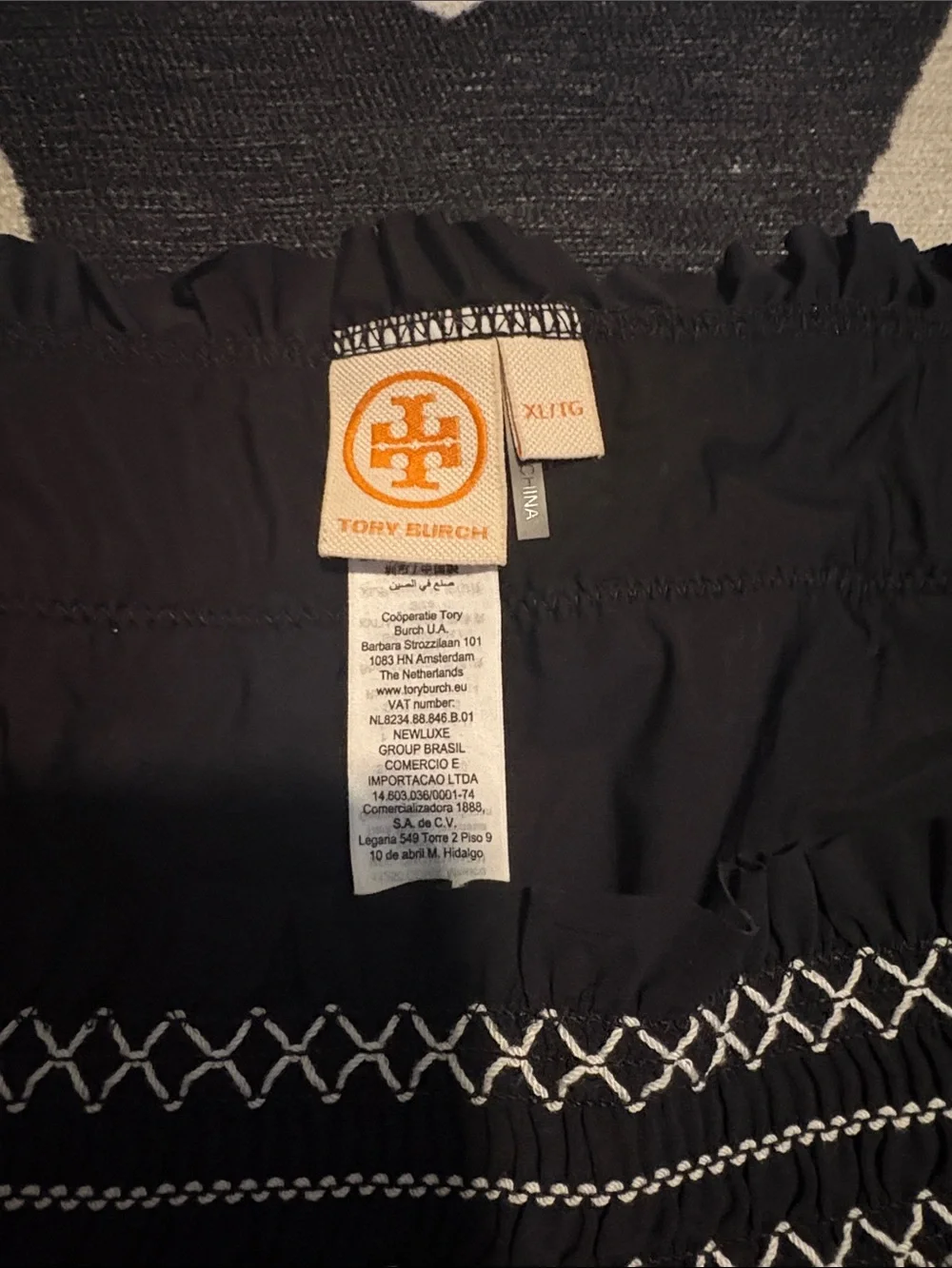 Tory Burch Black Bikini Bottom with White Stitching